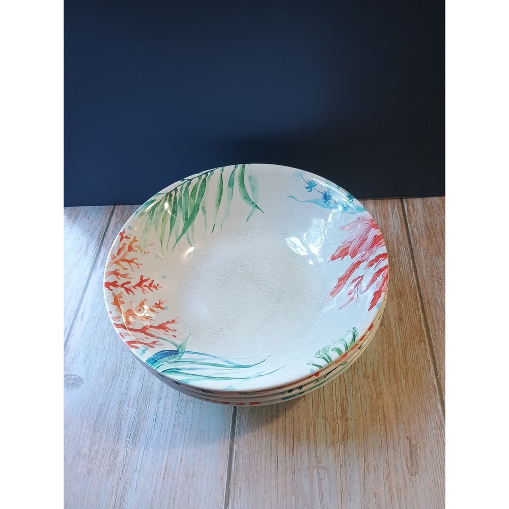 Melamine Set Of 12 Plates 9" & 11" Bowls Corals Crab Seahorse Starfish Turtle - Picture 11 of 11